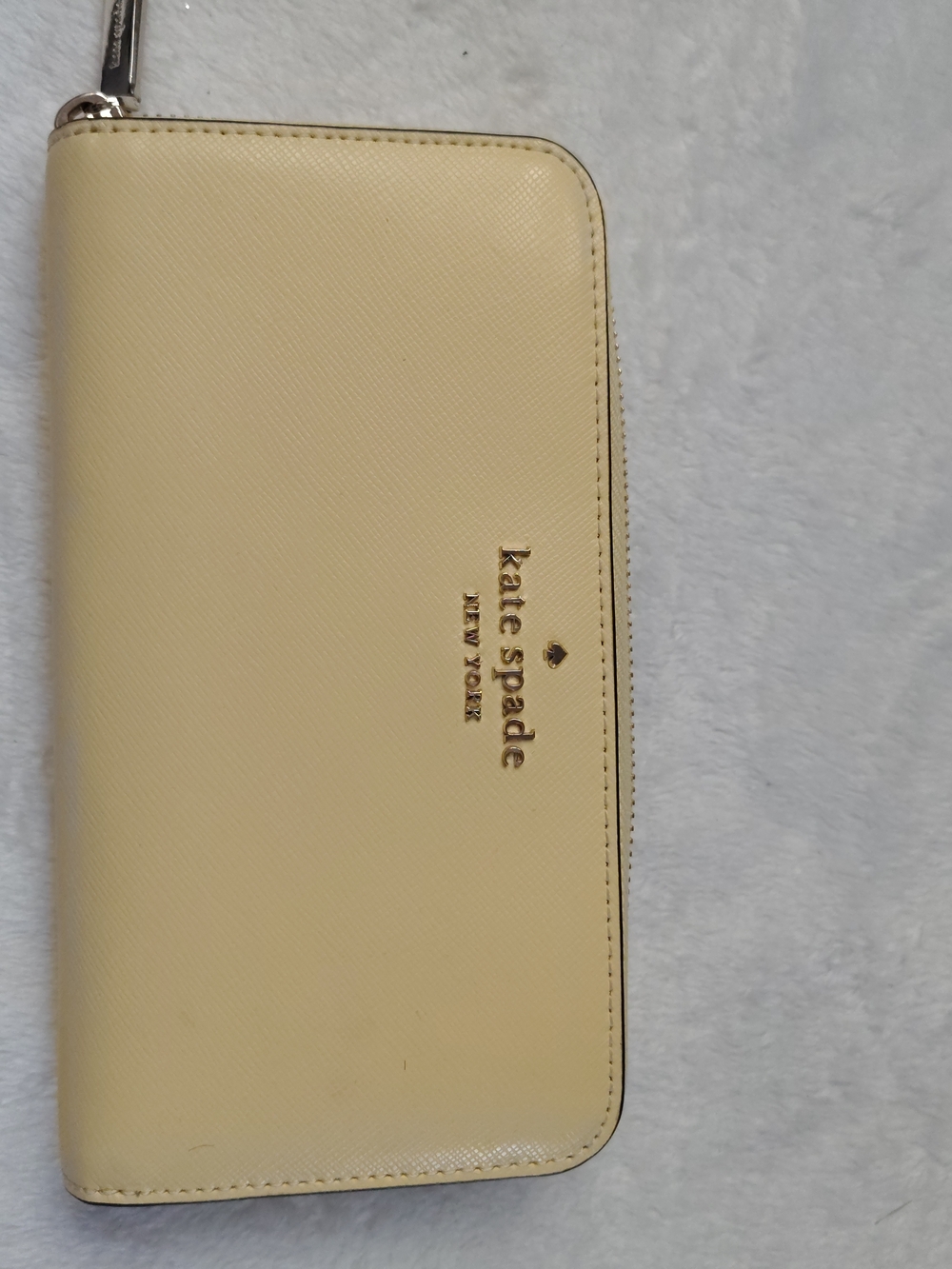 Kate Spade Leather Zip Wallet in Pale Yellow